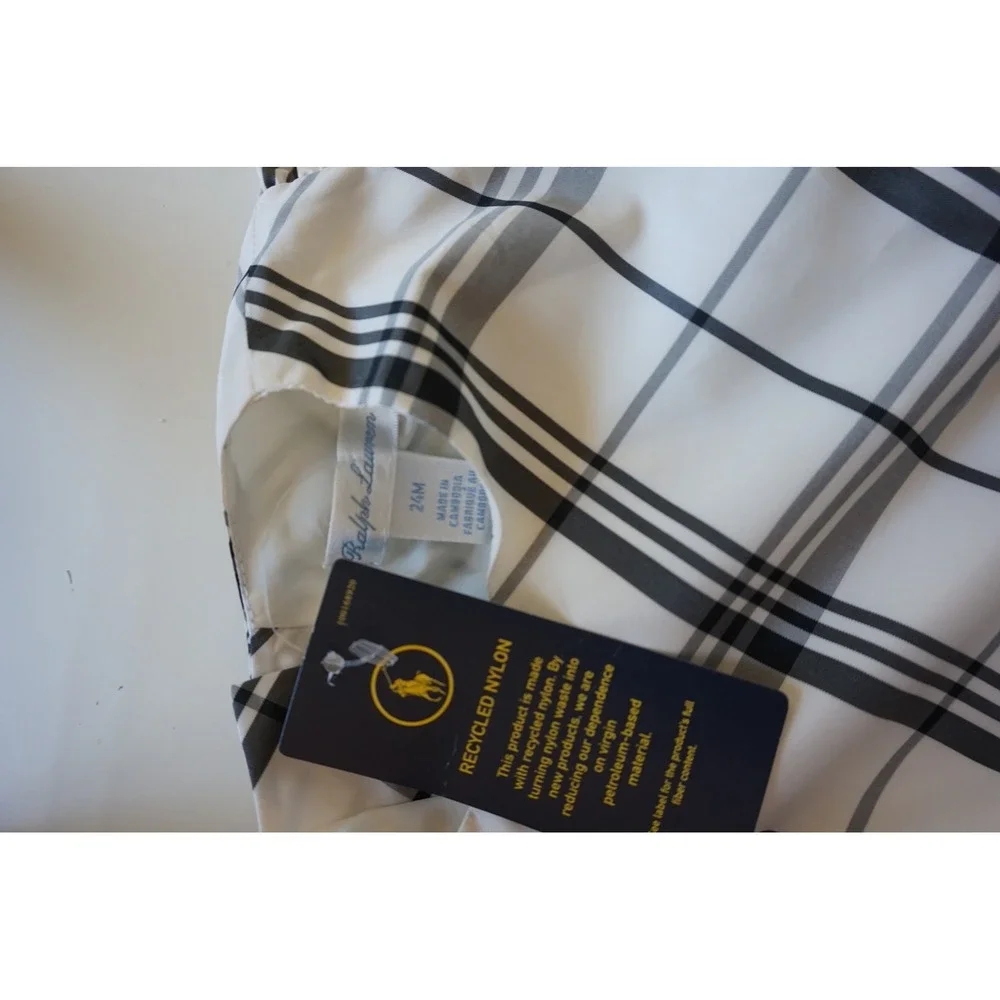 Polo Ralph Lauren‎ Plaid Dress Toddler Girl Preppy Classic White Black 24M NWT